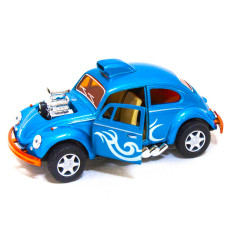 Машинка металлическая инерционная Volkswagen Beetle Custom Dragracer Kinsmart KT5405W 1:32 Голубой