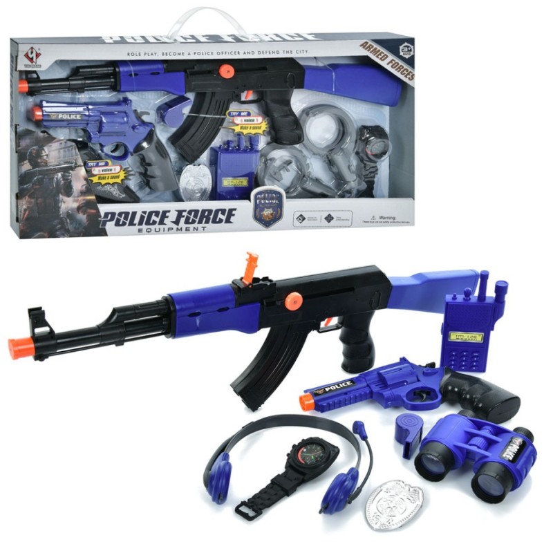 Дитячий набір поліцейського P016B, автомат, пістолет, рація, наручники
