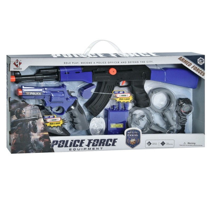 Дитячий набір поліцейського P016B, автомат, пістолет, рація, наручники