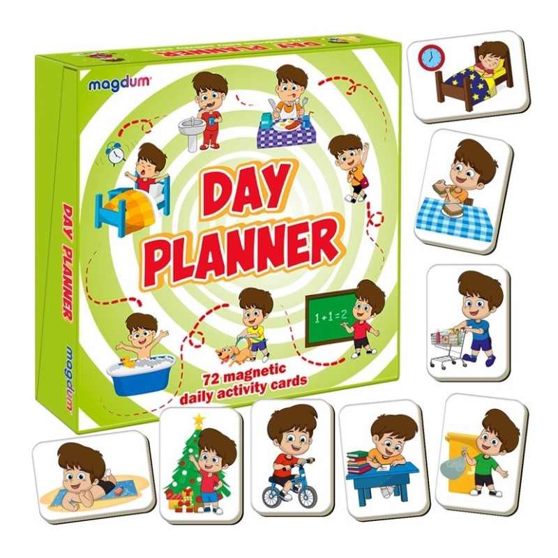 Дитячий розвиваючий набір магнітів "Розпорядок дня" ML4032-03, 72 магнітні фігурки