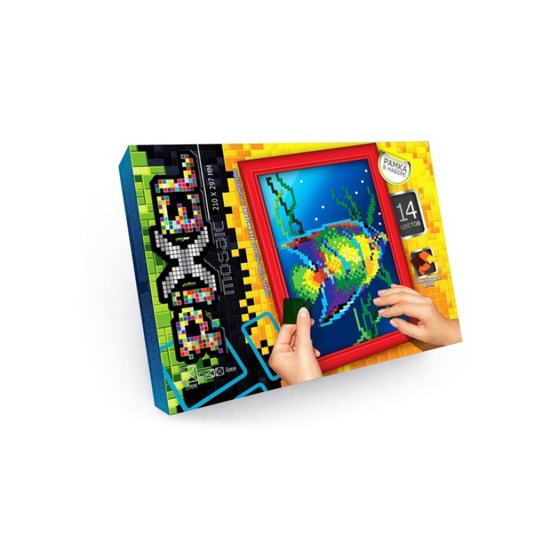 Набір для творчості "Мозаїка Піксель: Папуга" РМ-01-02, 21х29,7 см, рамка в наборі