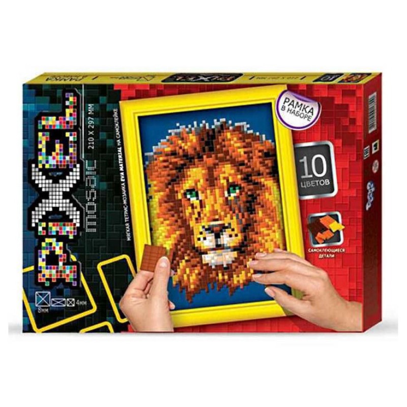 Набір для творчості "Мозаїка Піксель: Лев" РМ-01-06, 21х29,7 см, рамка в наборі
