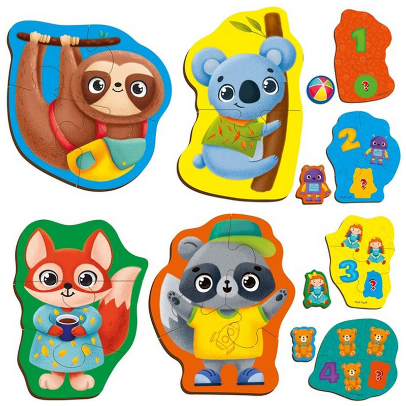 Дитячі розвивальні картонні пазли "Тварини. Іграшки" VT1722-27 з грою