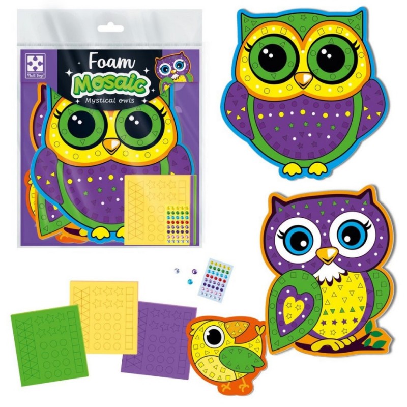 Набір для творчості "Містичні сови" VT4511-22 з м'якою мозаїкою та стразами