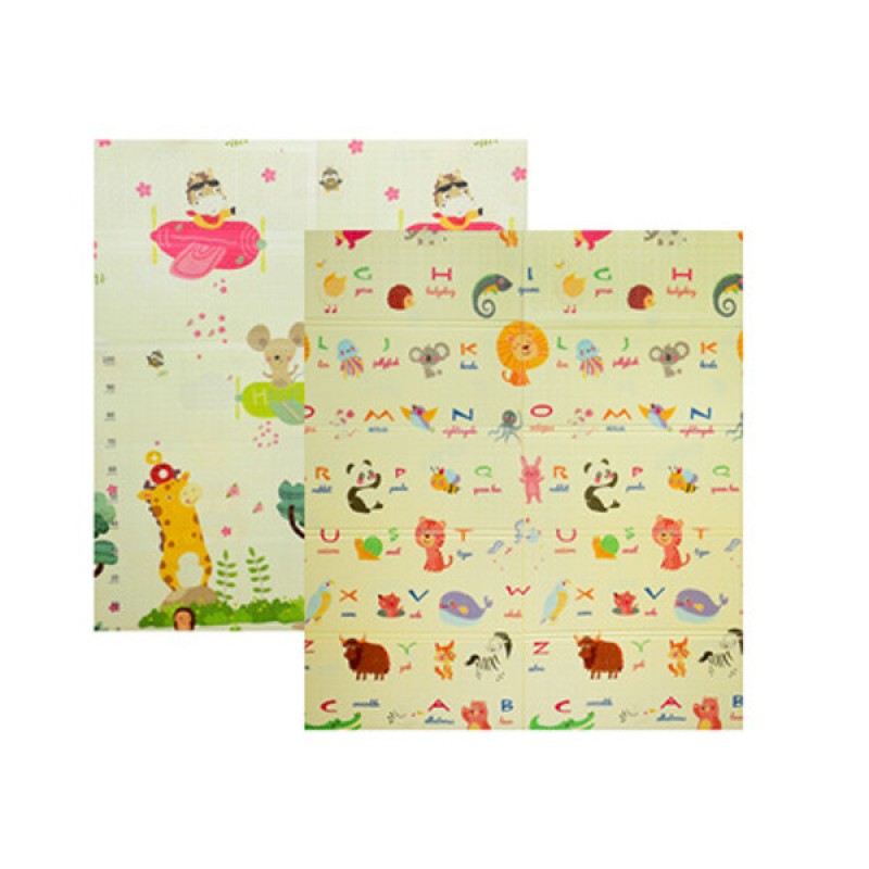 Дитячий термокилимок складаний MR 0586-1 двосторонній 150-180 см Тварини-Алфавіт