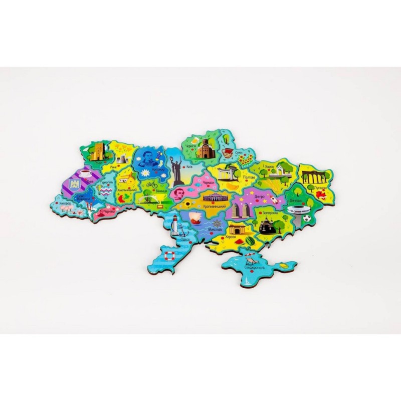 Дерев'яний магнітний пазл А4 "Мапа України" PuzA4-22926, 25 елементів