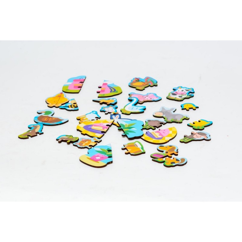 Дерев'яний магнітний пазл "Тваринки" Puz-22930, 35 елементів