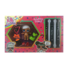 Детская кукла "LQL" EY2413 с маркерами блондинка в зеленом платье.