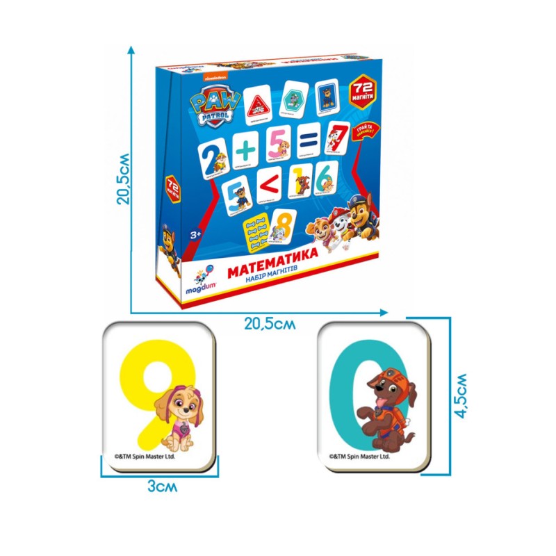 Дитячий набір магнітів Щенячий патруль "Математика" Magdum ML4034-11