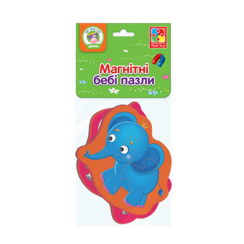 Магнитные беби пазлы "Зебра и слоненок" Vladi toys VT3208-12