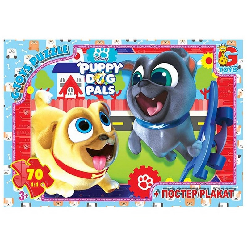 Дитячий пазл "Веселі мопси" MD406 плакат 70 елементів