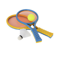 Ракетка MR 0662 дитяча 2шт, розмір 37-16,5 см, м'ячик, воланчик  Синій-жовтий