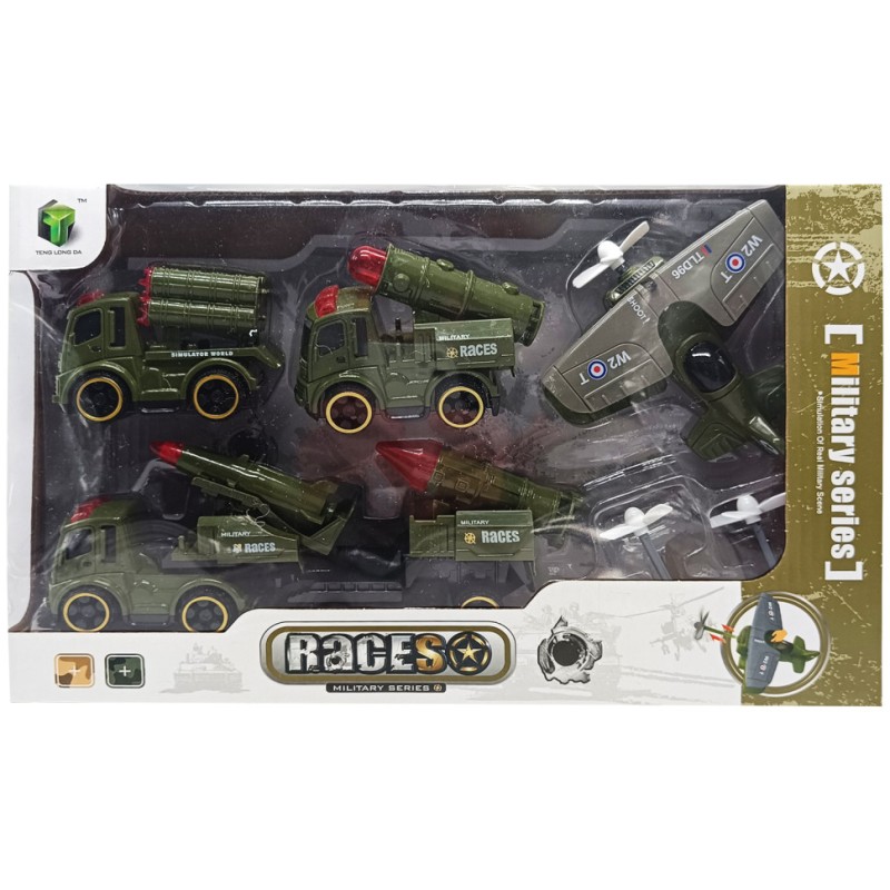 Набір військового транспорту 2625A-4, 3 машинки, 1 літак Вид 1