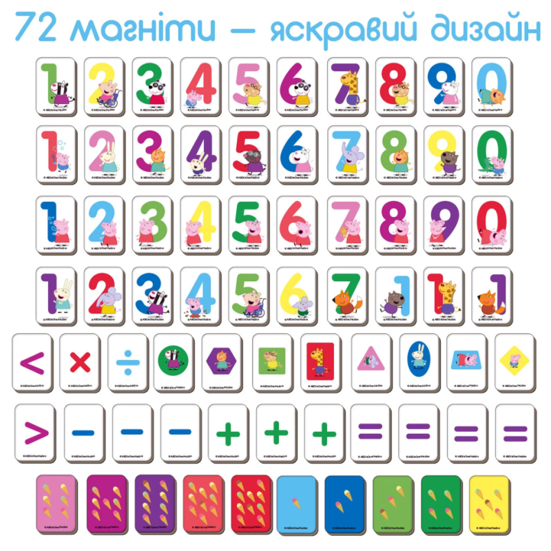 Набір магнітів Magdum ME 5031-11 "Свинка Пеппа. Математика"