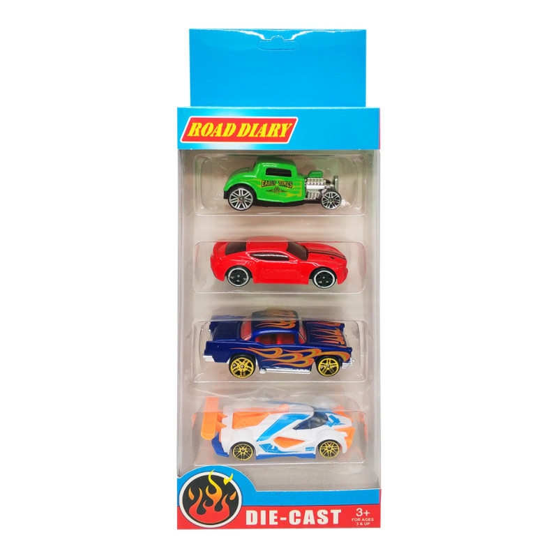 Набір металевих машин в коробці 4 шт, 698-04S-1-3 698-04S-3