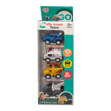 Набор игрушечных машинок JM52252, 4 машинки в наборе, коробка 9,1*4,2*26,8см. Желто-синий
