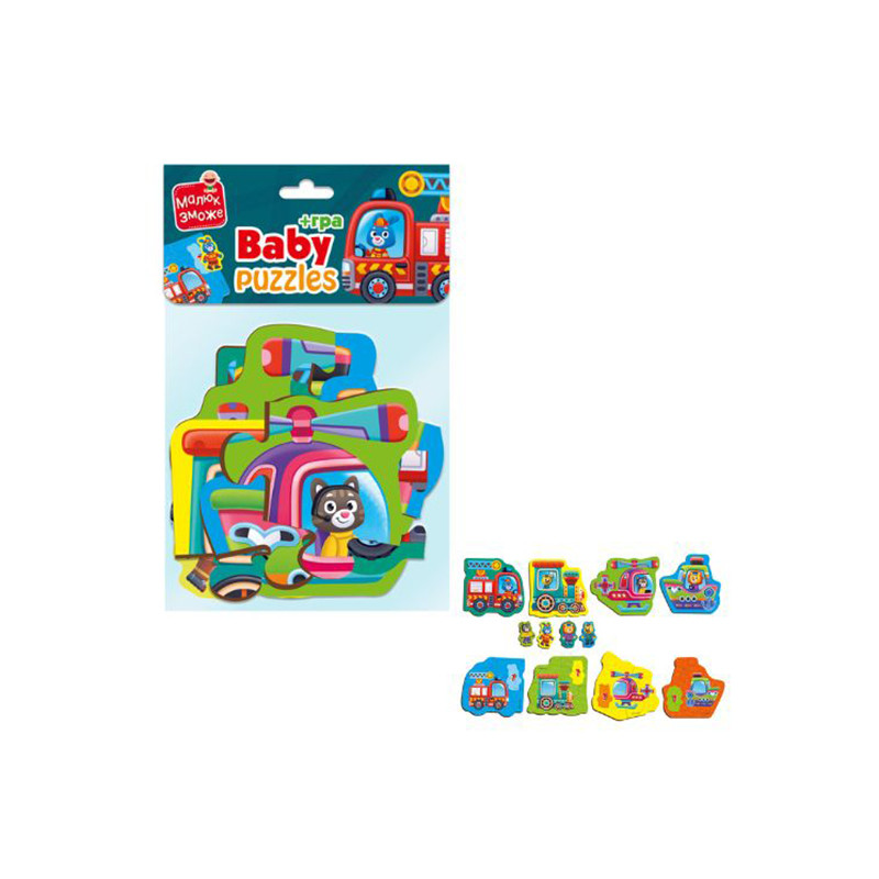 Пазли максі з грою Малюк Зможе «Транспорт та Тварини» Vladi Toys VT1722-24 Укр