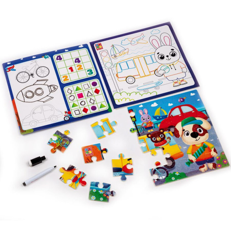 Розвиваючий набір 4 в 1 "Транспорт" VT2002-06 пазл, розмальовка, маркер