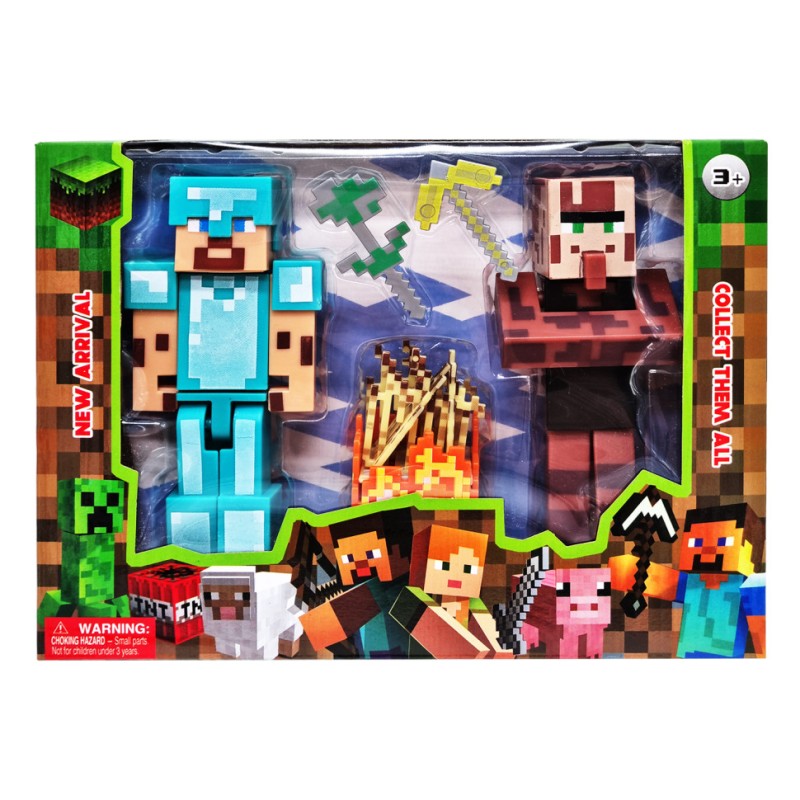 Ігровий набір фігурок Майнкрафт Стів та Селянин 48111-1 з аксесуарами