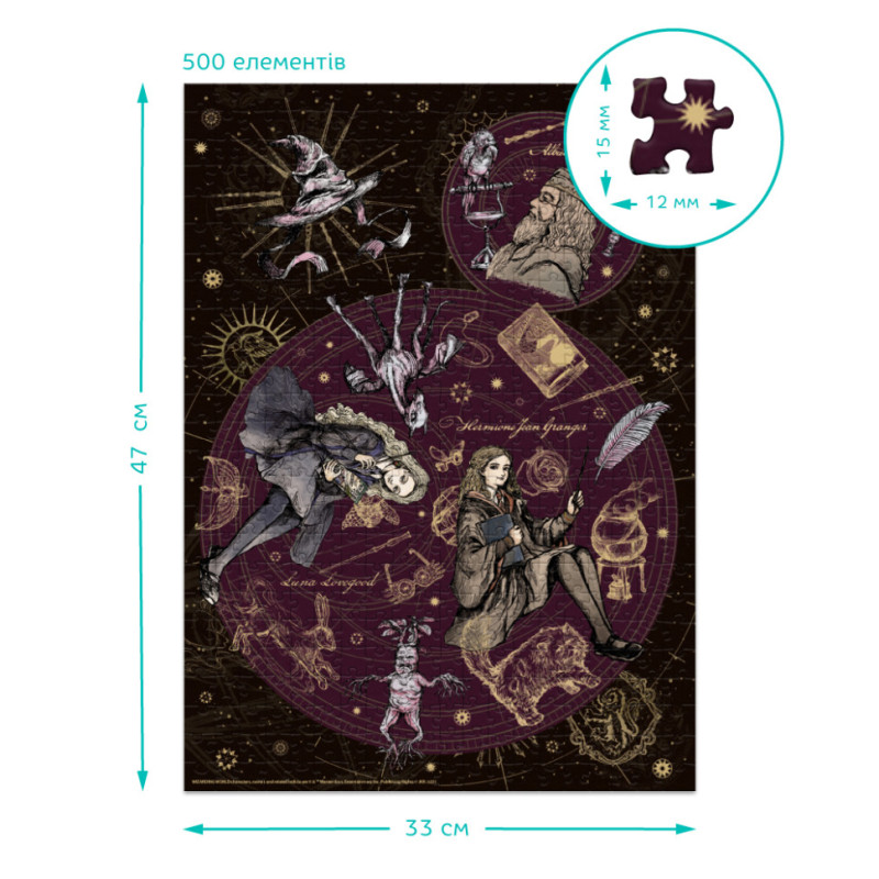 Пазл класичний "Harry Potter. Лідер. Перфекціоністка. Надзвичайна" 200507, 500 елементів