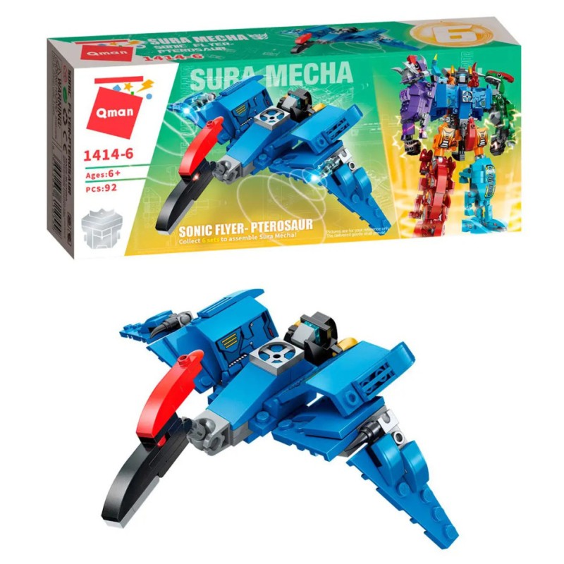 Дитячий Конструктор Qman 1414-1-6 трансформер (робот + динозавр) 93 дет Pterosaur