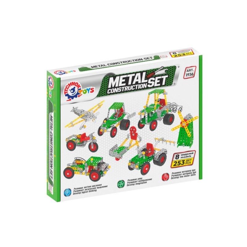 Дитячий Конструктор металевий "Фермерська техніка" ТехноК 1936TXK, 253 деталі