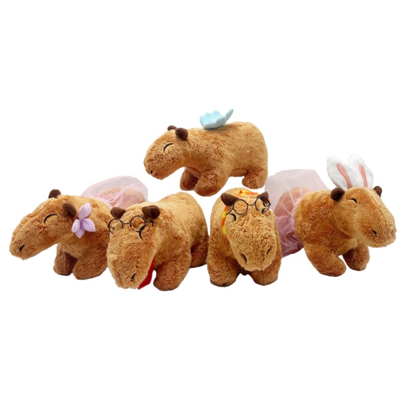 М'яка іграшка "Капібара" KPBR-2 з аксесуарами: сукня і квітка 21 см