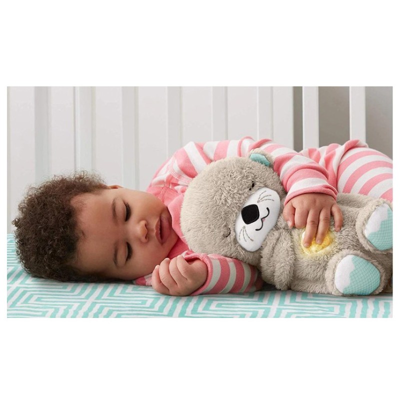 М'яка іграшка-нічник "Дихаюча Видра" 853-1(Beige) дихаючий, звук та світло, бежевий