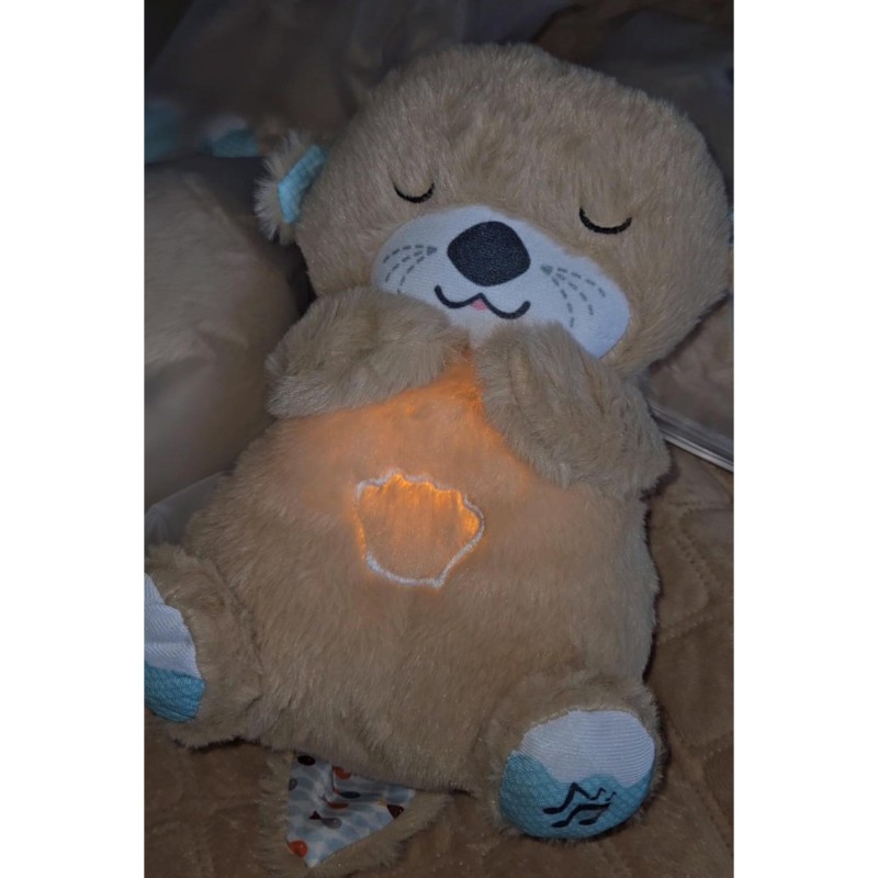 М'яка іграшка-нічник "Дихаюча Видра" 853-1(Beige) дихаючий, звук та світло, бежевий