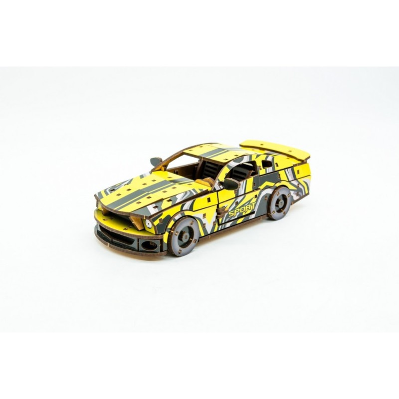 Дерев'яний 3D конструктор "Muscle car GT" Puz-00638, 162 деталі, жовтий