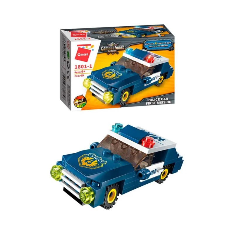 Конструктор Qman 1801-1-8 поліція, транспорт, 45-49 деталей Автомобіль