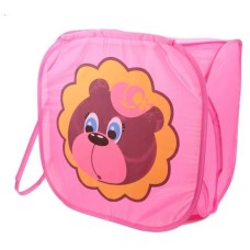 Детская корзина для игрушек M 2508 с ручками Мишка розовая