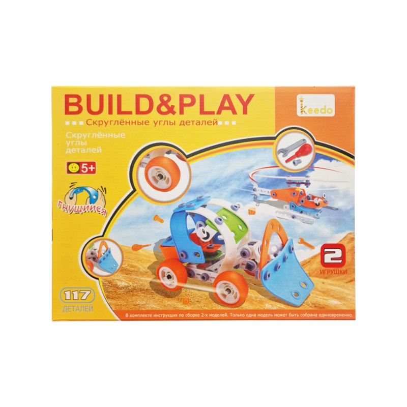 Конструктор дитячий Build&Play "Бульдозер + Вертоліт" HANYE J-101B, 117 елемента