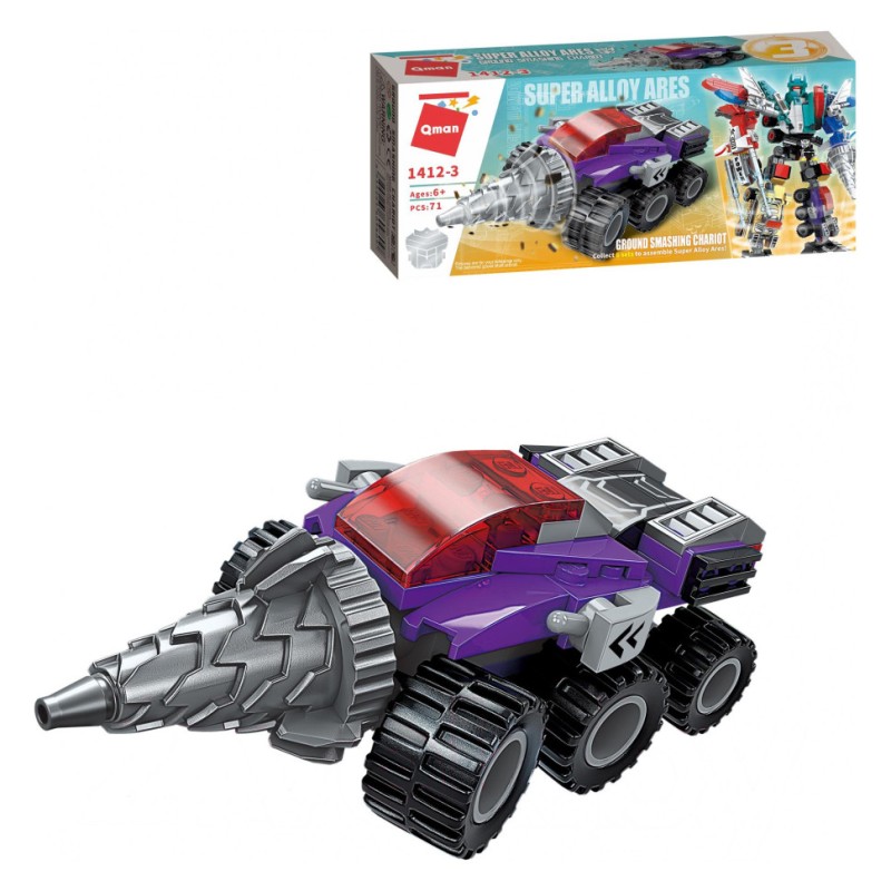 Дитячий Конструктор Qman 1412-1-6 транспорт, 79 дет Ground Smashing Chariot