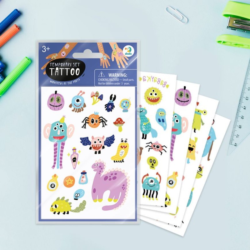 Набір дитячих тимчасових татуювань "Монстри на вечірці" DoDo Toys 301099