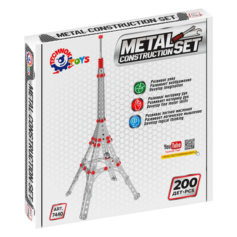 Металевий конструктор Ейфелева вежа ТехноК 7440TXK, 200 деталей