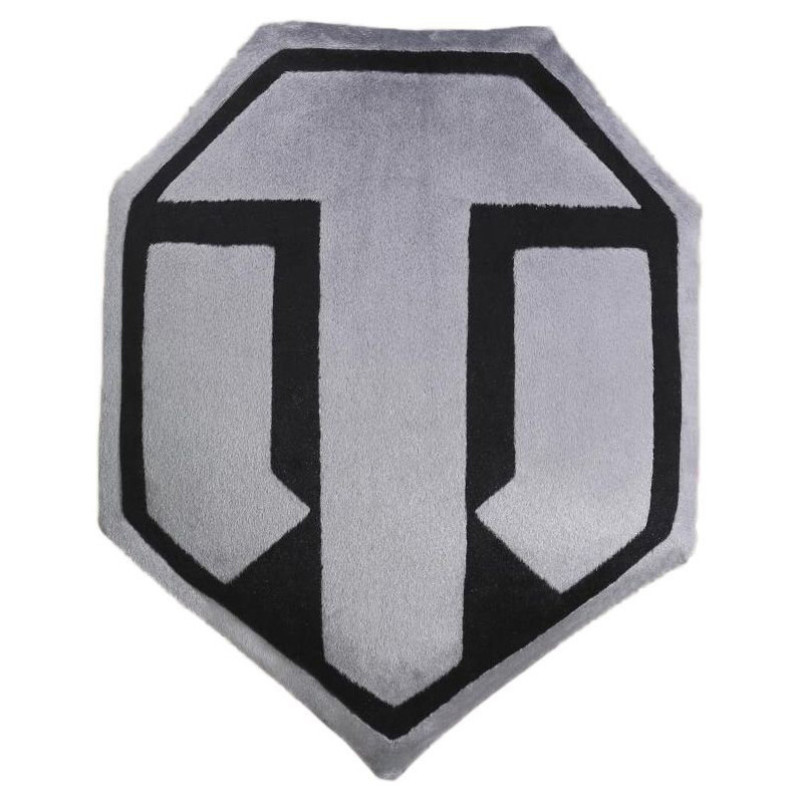 Подушка декоративна лого гри "World of Tanks" WG043334 семикутна, сіро-чорна