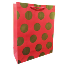 Подарунковий пакет 5425L у горошок 31х40х12 см  Червоний