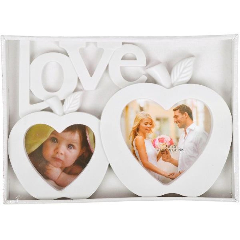 Фоторамка-колаж біла на 2 фотографії 09026b, 26*18,5*2см