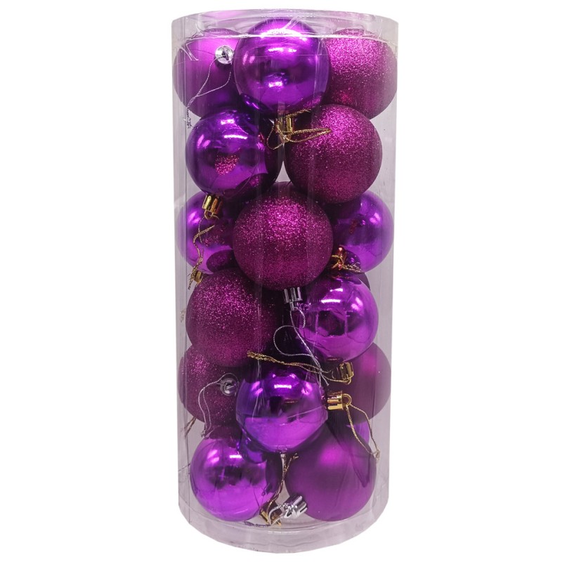 Набір ялинкових іграшок "Кулі" 6279-1, 24 шт Фіолетовий