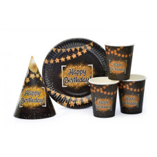 Набір посуду з ковпачками "Happy Birthday black" 8020-0001 на 10 осіб