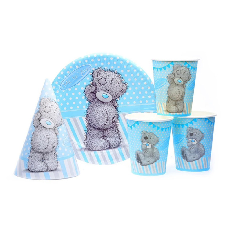 Набір посуду з ковпачками "Ведмедик" блакитний 8020-0026 на 10 осіб