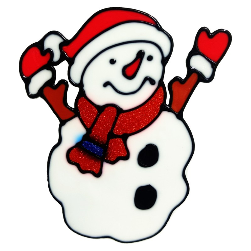 Силіконова наклейка на скло "Сніговичок" 13-63-21, 20 х 15 см