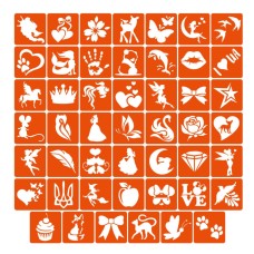 Набор трафаретов для биотату «Для девочек №1» girls_simple_1_4x4_48_1