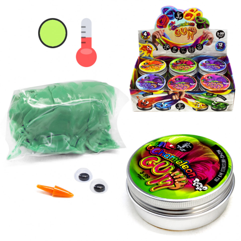 Жуйка для рук "Chameleon Gum" GUM-01-01UС в металевій коробочці Зелено-салатовий