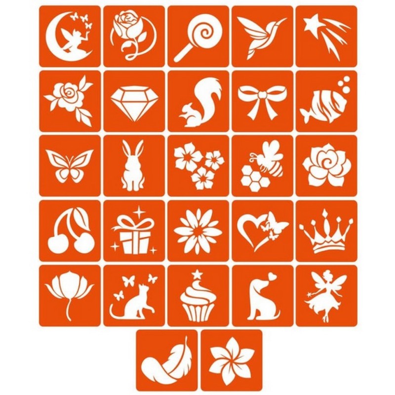 Набір трафаретів для біо-тату "Легка краса" legka-krasa_5x5_27_1