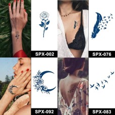 Набор из 4 долгосрочных тату "Птицы и цветы" SPX-set-02, 5 х 5 см