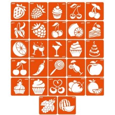 Набор трафаретов для био-тату "E – еда" e_simple_5x5_27_1