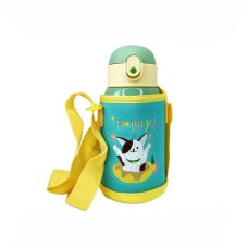 Термос-поильник с силиконовой трубочкой MGZ-0318(Yellow) чашкой, в чехле с ремешком, 550 мл