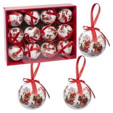 Елочные шарики "Дед Мороз" 75-287А пластик, коробка 12 штук 7 см